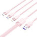 USB 2.0 A към 3-в-1 6A кабел Vention CTRPG 1.5M (розов)