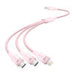 USB 2.0 A към 3в1 3A кабел Vention CTPPG 1.5M (розов)