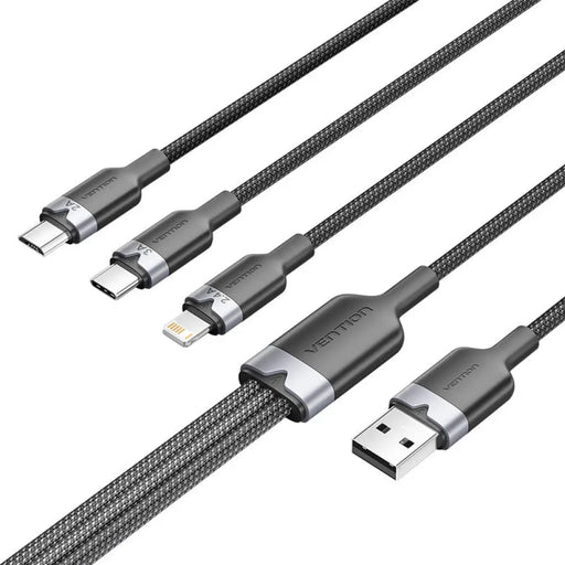 USB 2.0 A мъжки към 3-в-1 USB-C Lightning и Micro-B мъжки