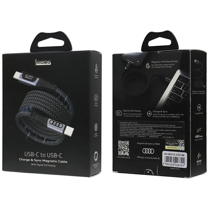 USB-C / USB-C Audi 2.0 Кабел 20V 3A 60W - Черен