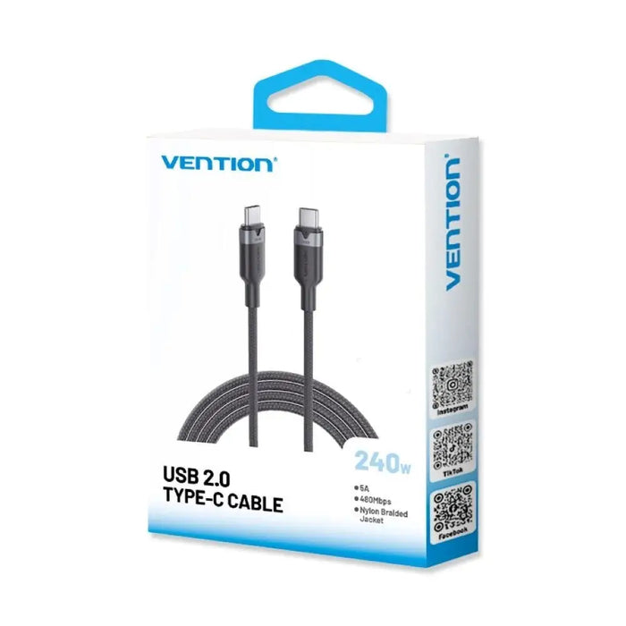 USB-C към C 2.0 Vention 3.1 5A 240W 1m черен кабел