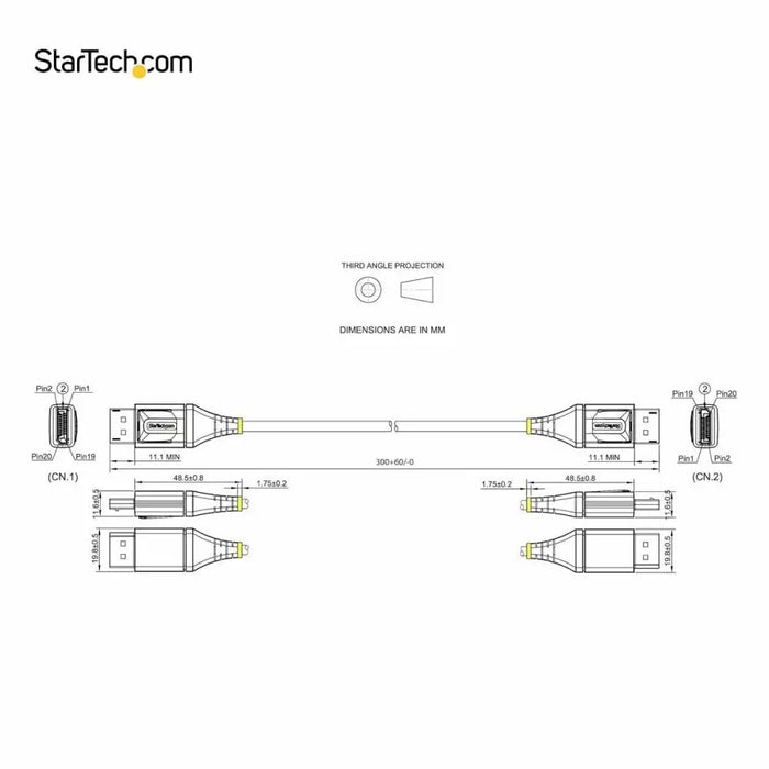 USB Cable Startech DP14VMM1F Черен 30 cm
