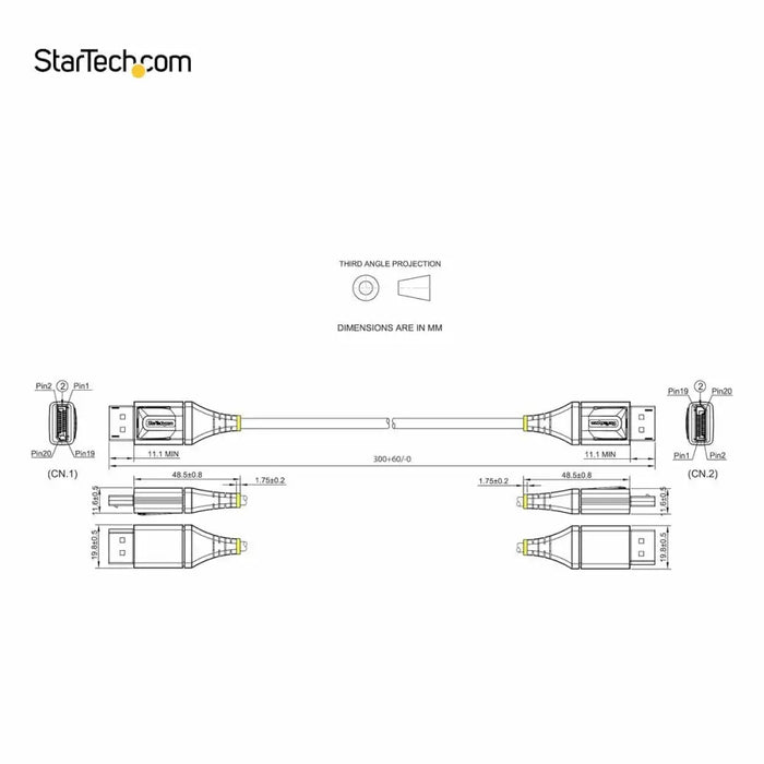 USB Cable Startech DP14VMM1F Черен 30 cm