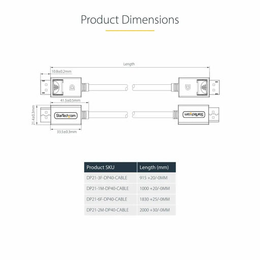 USB Cable Startech DP21-3M-DP40-CABLE Черен 3 m