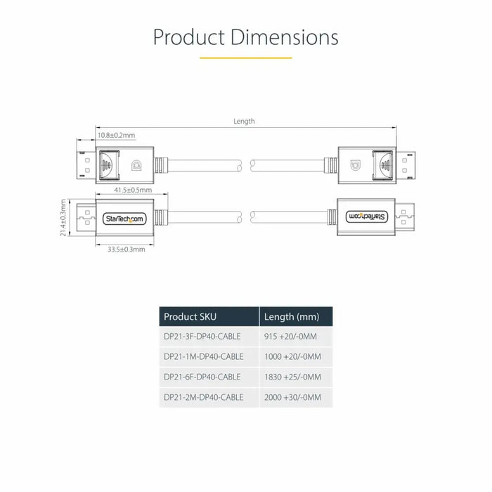 USB Cable Startech DP21-3M-DP40-CABLE Черен 3 m