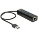 USB хъб Delock 3 x USB 3.0 + 1 порт Gigabit LAN Черен