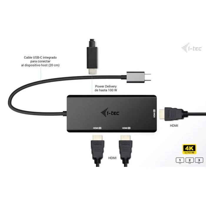 USB извод i-Tec C31TRIPLE4KHDMIPD Черен