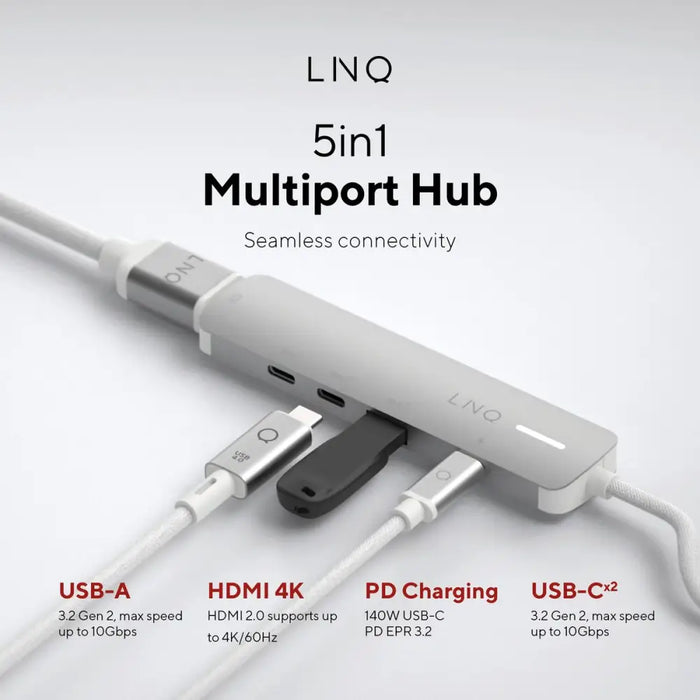 USB извод Linq Byelements LQ49051 Бял Сив