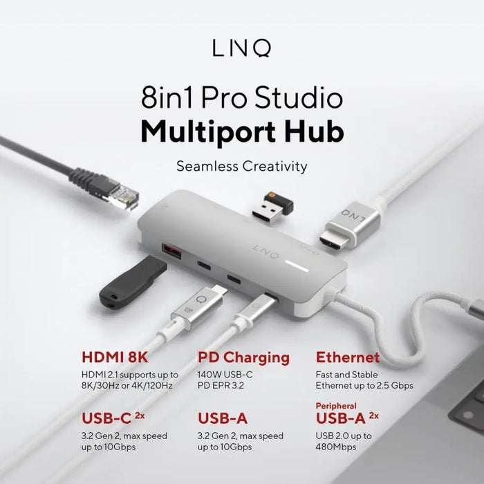 USB извод Linq Byelements LQ49081PS Бял Сив