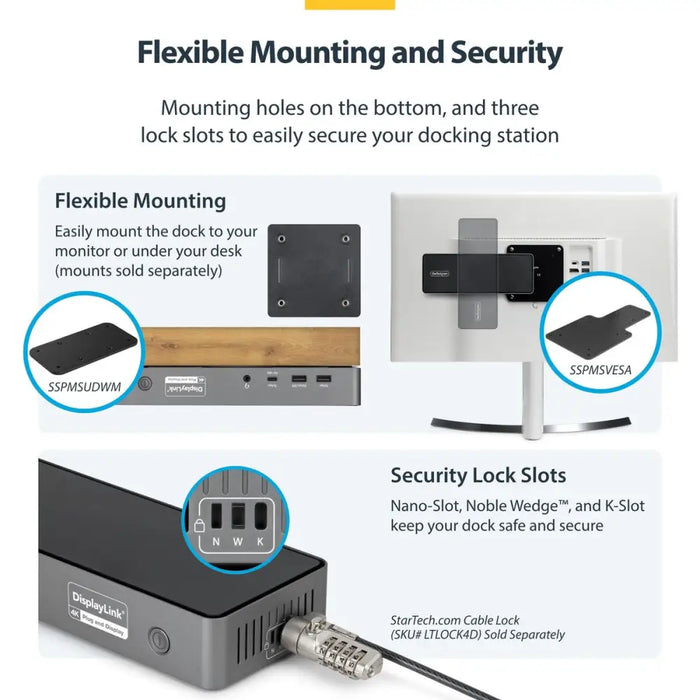 USB извод Startech DK30C2DPEPRUE Сив