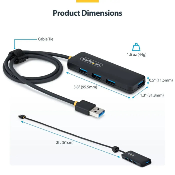 USB извод Startech H5A4A-USB-HUB-2 Черен