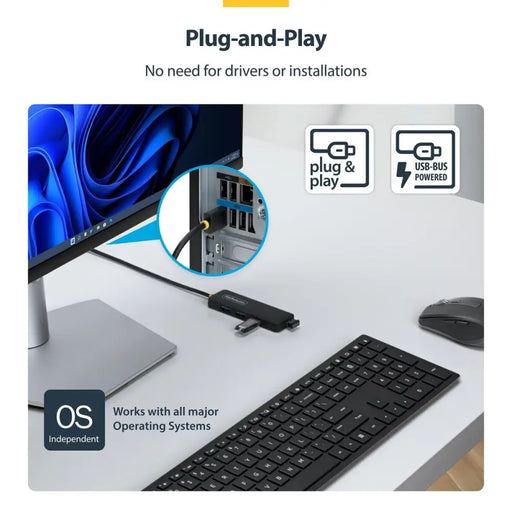 USB извод Startech H5A4A-USB-HUB-2 Черен