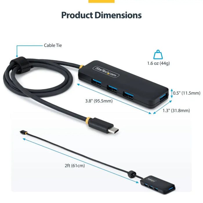 USB извод Startech H5C4A-USB-HUB-2 Черен