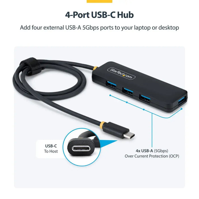 USB извод Startech H5C4A-USB-HUB-2 Черен