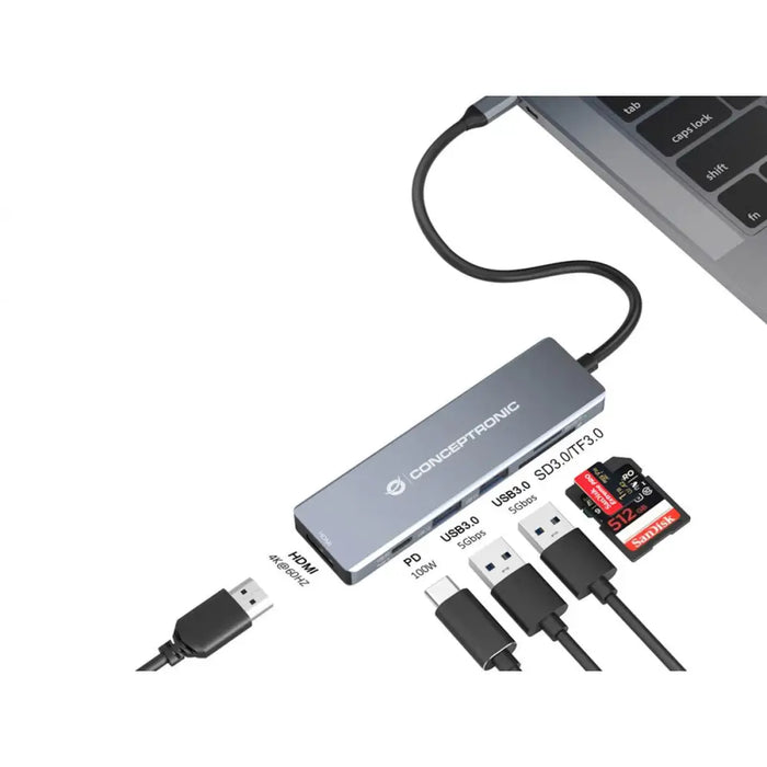 USB извод Conceptronic 110520207101 Сив 100 W