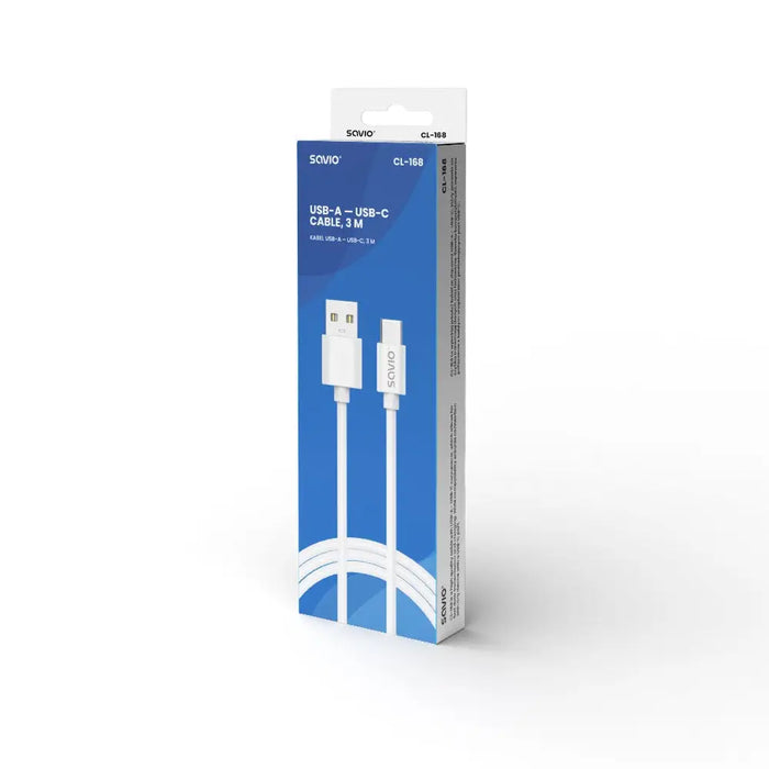 USB кабел 2 м USB 2.0 USB A - USB C Бял SAVIO CL-168