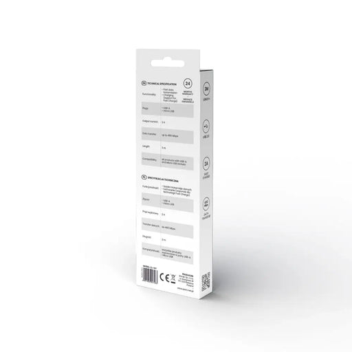 USB кабел 3 м USB 2.0 USB A - Micro USB Бял SAVIO CL-167