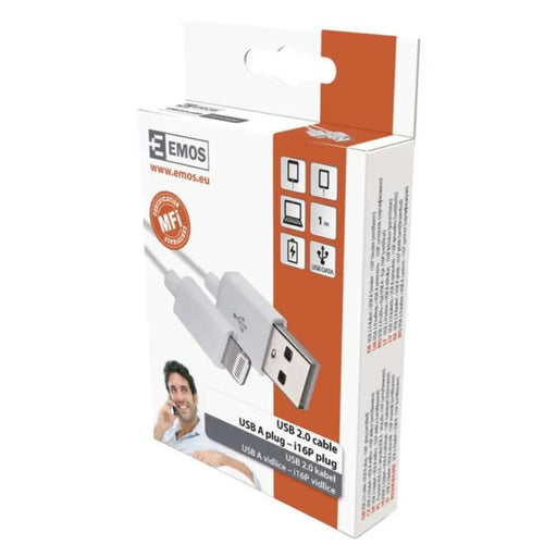USB КАБЕЛ ЗА iPHONE 1 М БЯЛ EMOS