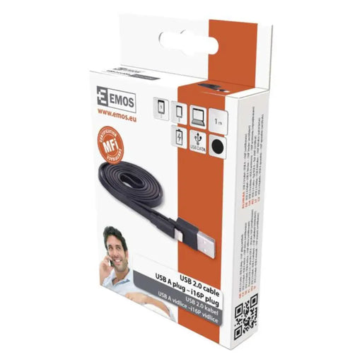 USB КАБЕЛ ЗА iPHONE 1 М ЧЕРЕН EMOS