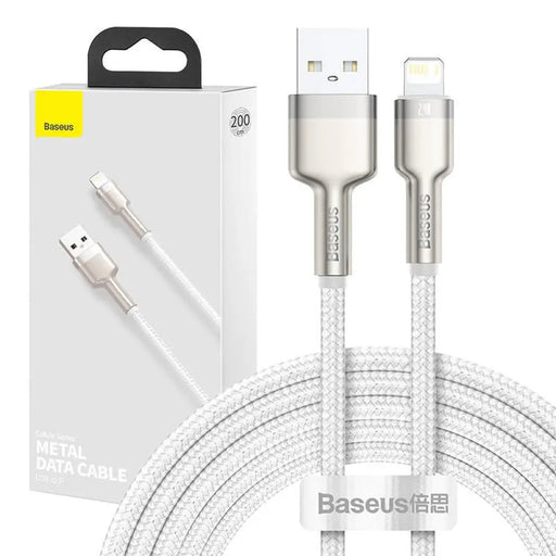 USB кабел за Lightning Baseus Cafule 2.4A 2m (бял)