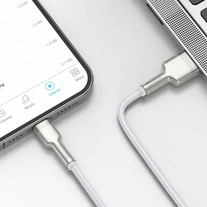USB кабел за Lightning Baseus Cafule 2.4A 2m (бял)