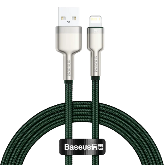 USB кабел за светкавична база Cafule 2.4a 1M (зелен)