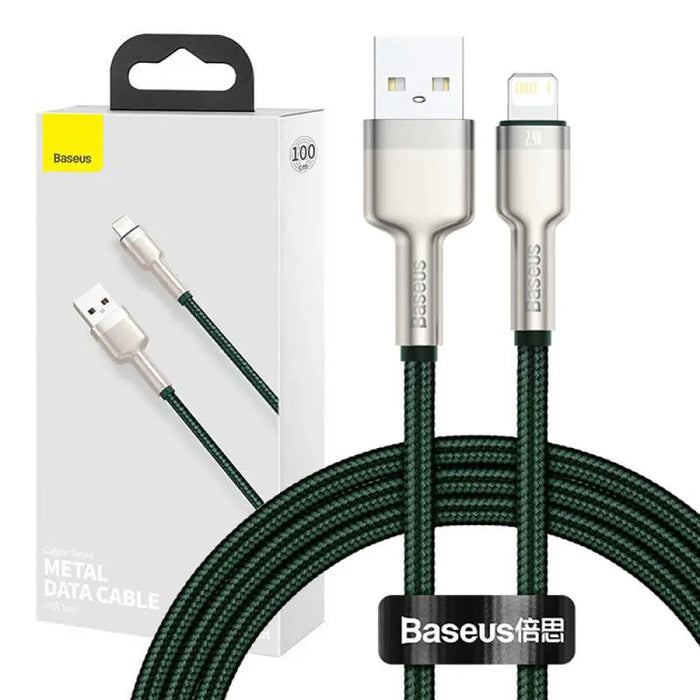 USB кабел за светкавична база Cafule 2.4a 1M (зелен)