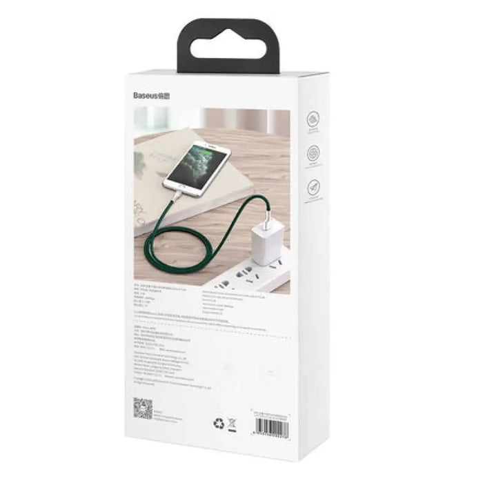 USB кабел за светкавична база Cafule 2.4a 1M (зелен)