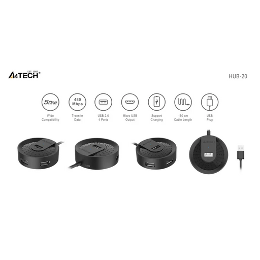 USB хъб A4tech HUB-20 4 портов USB 2.0