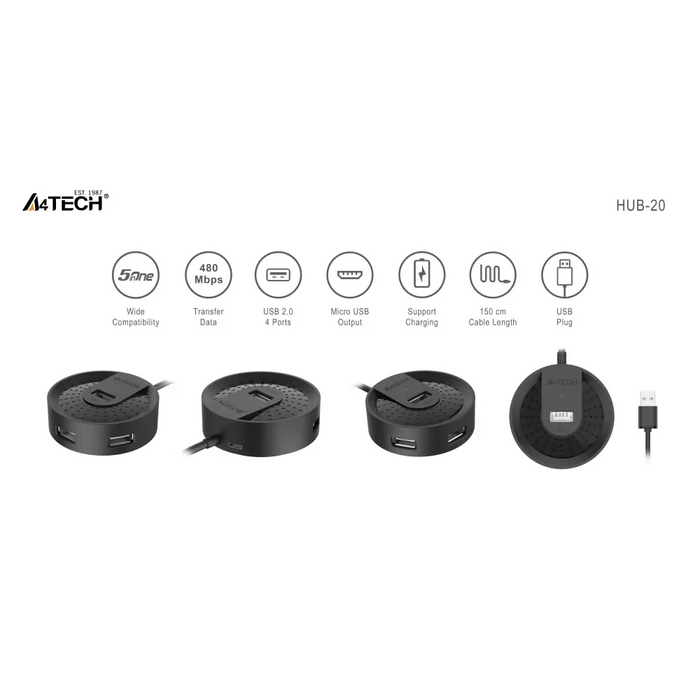 USB хъб A4tech HUB-20 4 портов USB 2.0