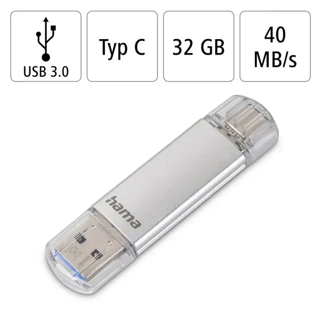 USB памет HAMA Тип USB-C Laeta 32GB USB 3.1 Type-C Сребрист