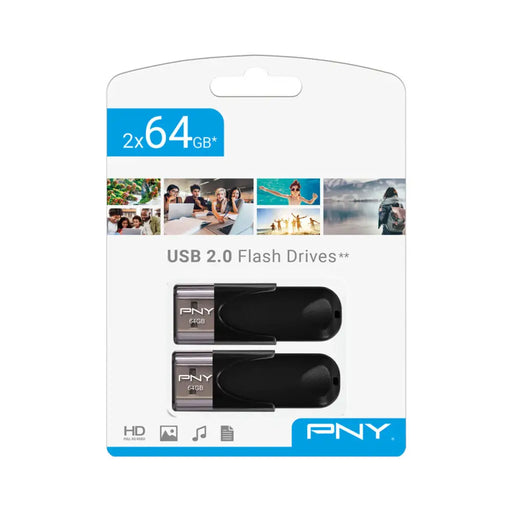 USB стик PNY FD64GATT4X2-EF Черен 64 GB (2 броя)