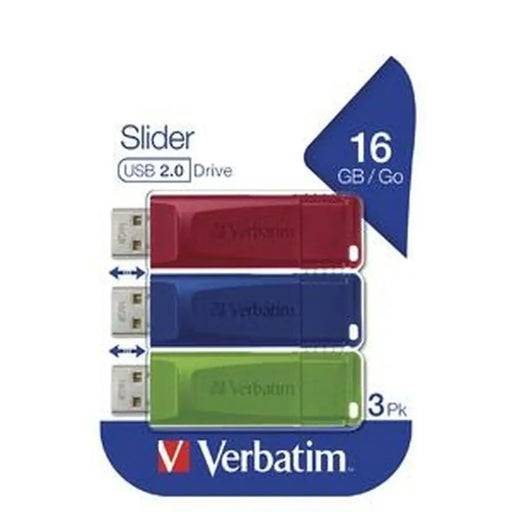 USB стик Verbatim SLIDER Многоцветен 16 GB 3 Части (5 броя)