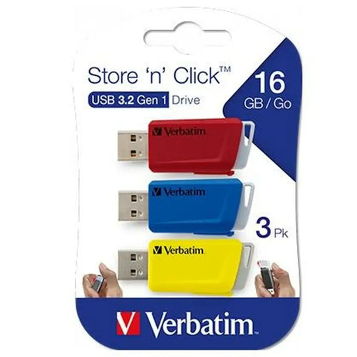 USB стик Verbatim STORE´N´CLICK Многоцветен 16 GB 3 Части