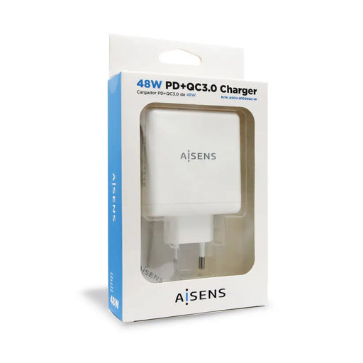 USB зарядно стена Aisens ASCH-2PD30QC-W Бял 48 W USB-C (1