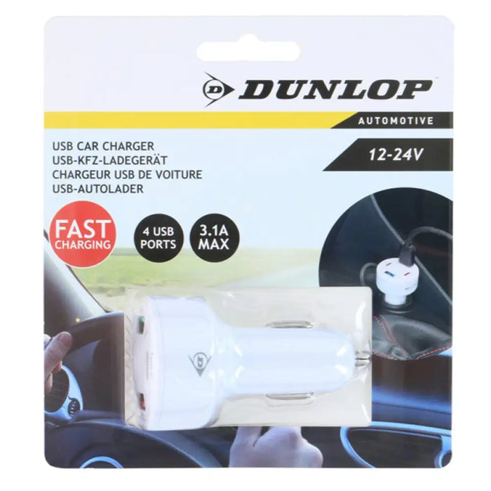 USB ЗАРЯДНО ЗА АВТОМОБИЛ 4В1 DUNLOP