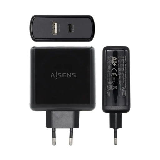 USB зарядно стена Aisens ASCH-2PD45A-BK 57 W Черен USB-C