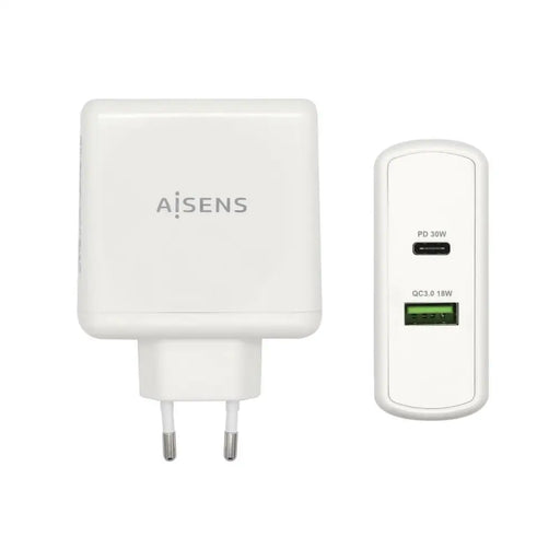 USB зарядно стена Aisens ASCH-2PD45A-W Бял 57 W USB-C (1