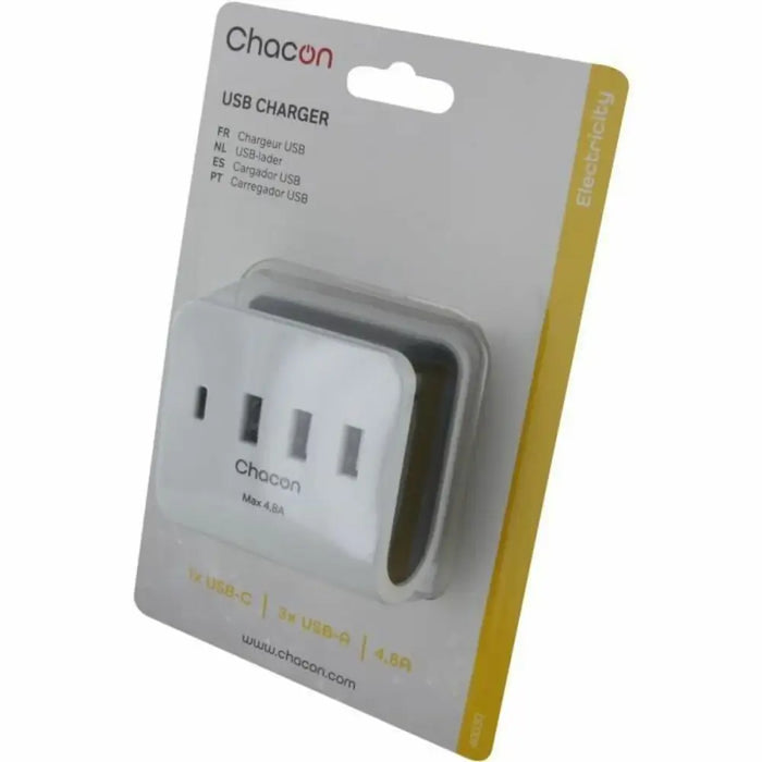 USB зарядно стена Chacon Бял