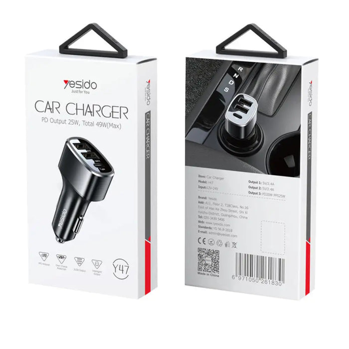 USB ЗАРЯДНО ЗА АВТОМОБИЛ 25W YESIDO