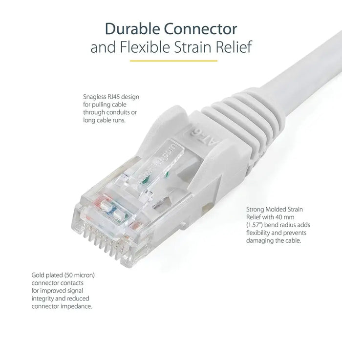 UTP категория 6 твърд мрежови кабел Startech N6PATC7MWH Бял