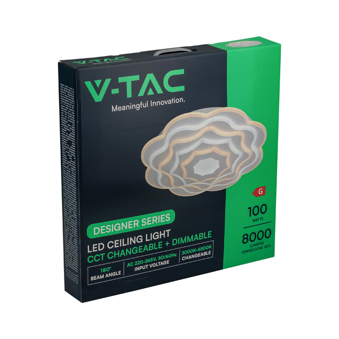 LED ПЛАФОН 100W ДИСТАНЦИОННО УПРАВЛЕНИЕ БЯЛ 84050 V-TAC