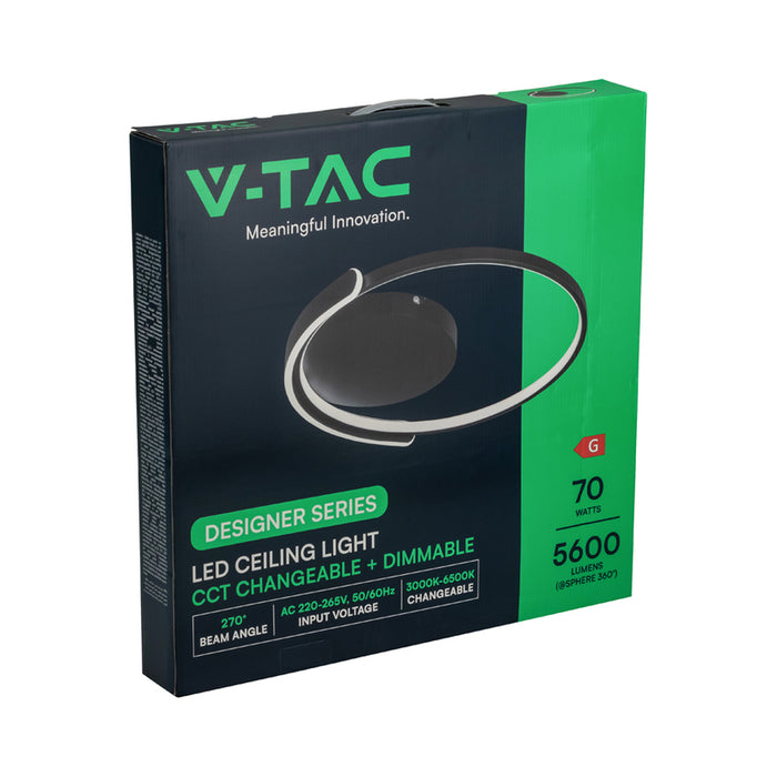 LED ПЛАФОН 70W ДИСТАНЦИОННO УПРАВЛЕНИЕ ЧЕРЕН КРЪГ 84025 V-TAC