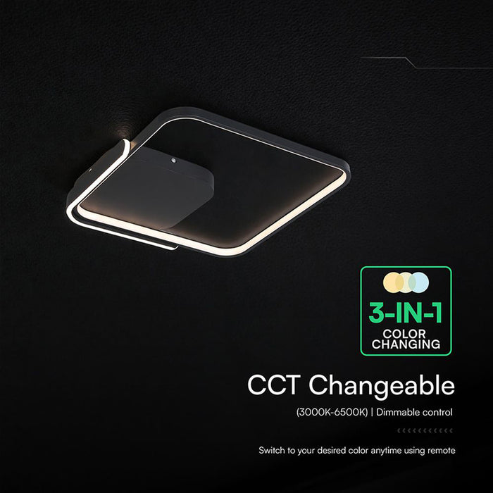 LED ПЛАФОН 75W ДИСТАНЦИОННО УПРАВЛЕНИЕ ЧЕРЕН КВАДРАТ 84025 V-TAC