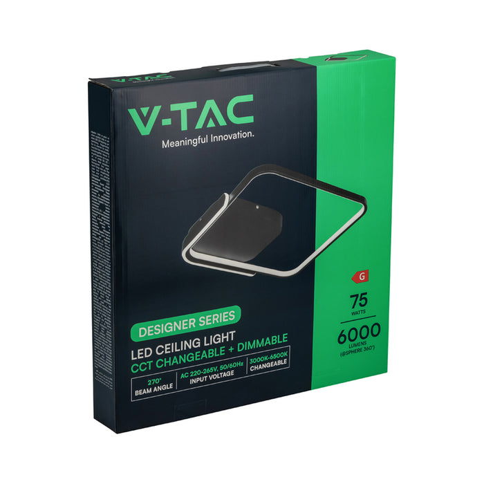 LED ПЛАФОН 75W ДИСТАНЦИОННО УПРАВЛЕНИЕ ЧЕРЕН КВАДРАТ 84025 V-TAC