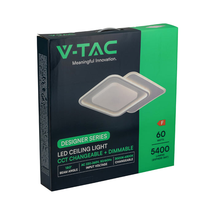 LED ПЛАФОН 60W ДИСТАНЦИОННО УПРАВЛЕНИЕ БЯЛ 84030 V-TAC