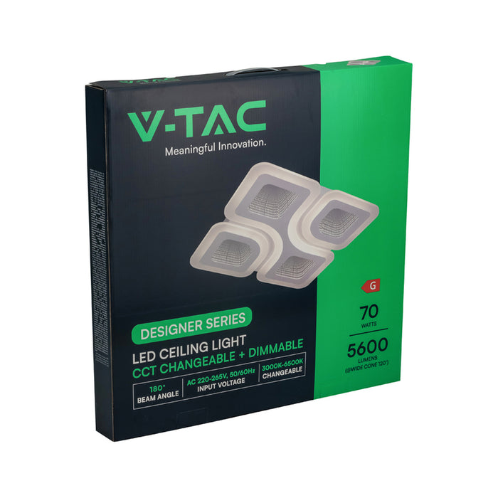 LED ПЛАФОН 70W ДИСТАНЦИОННО УПРАВЛЕНИЕ БЯЛ 84035 V-TAC