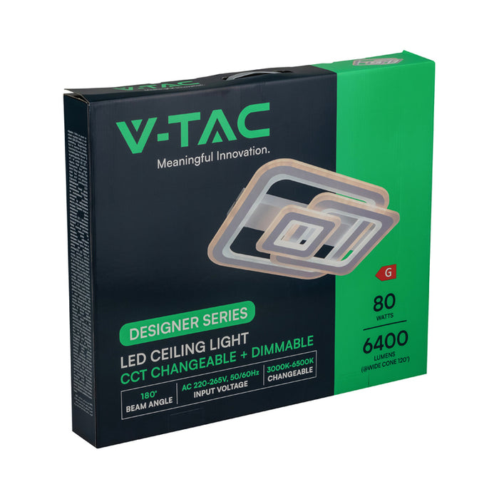 LED ПЛАФОН 80W ДИСТАНЦИОННО УПРАВЛЕНИЕ БЯЛ 84040 V-TAC