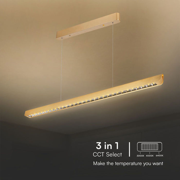 LED ЛИНЕЕН ПЕНДЕЛ ЛУПА 36W CCT ЗЛАТО МАТ V-TAC
