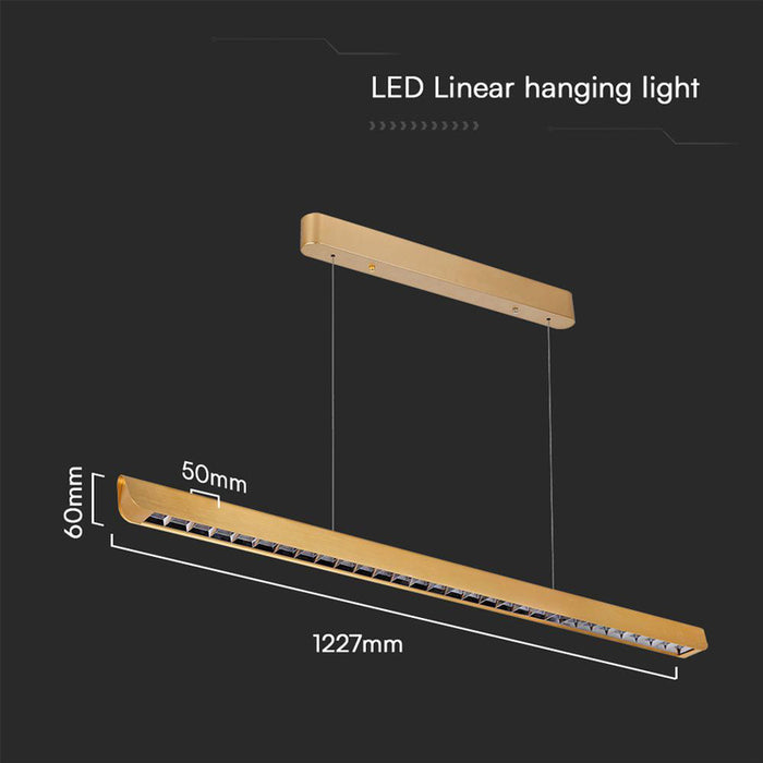 LED ЛИНЕЕН ПЕНДЕЛ ЛУПА 36W CCT ЗЛАТО МАТ V-TAC